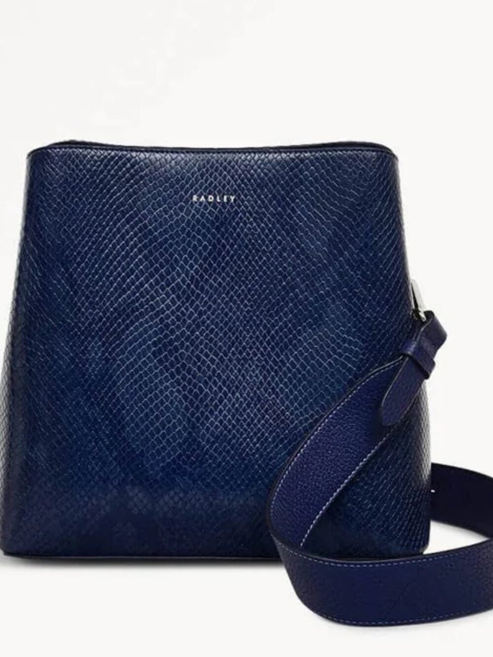 NWT ✅Radley DUKES PLACE ICON Leather & Snake Crossbody Bag DARK NAVY + DUST BAG